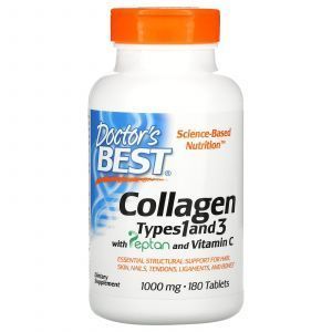 Коллаген тип 1 и 3, Collagen, Doctors Best, 1000 мг, 180 табле