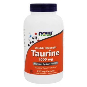 Taurīns, Taurīns, Now Foods, dubultā stiprums, 1000 mg, 250 dārzeņu kapsulas
