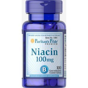 Niacīns, Niacīns, Puritan's Pride, 100 mg, 100 tabletes