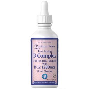 Комплекс витаминов В с витамином B-12, B-Complex, Puritan's Pride, сублингвальная жидкость, 59 мл
