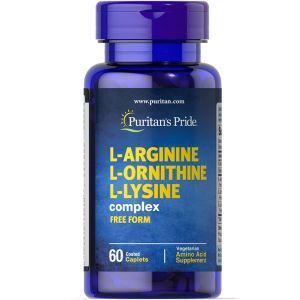 Аргинин, орнитин и лизин, L-Arginine L-Ornithine L-Lysine, Puritan's Pride, 60 капсул
