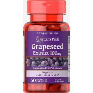 Экстракт виноградных косточек, Grapeseed Extract, Puritan's Pride, 100 мг, 50 капсул