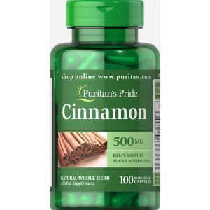 Корица, Cinnamon, Puritan's Pride, 500 мг, 100 капсул 