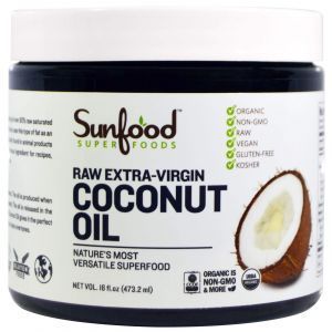 Кокосовое масло холодного отжима, Coconut Oil, Sunfood, 473,2
