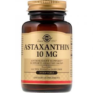 Астаксантин, Astaxanthin, Solgar, 10 мг, 30 гелевых капсул