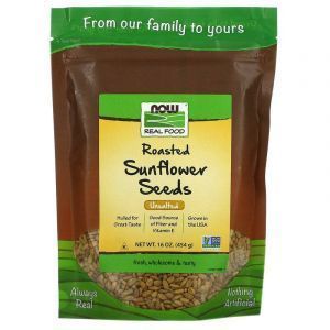 Семена подсолнечника (жареные), Sunflower Seeds, Now Foods, Real Food, несоленые, 454 