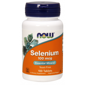 Селен, Selenium, Now Foods, без дрожжей, 100 мкг, 100 таблеток