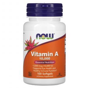 Витамин А, Vitamin A, Now Foods, 10000 МЕ, 100 капсул