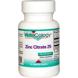 Cinka citrāts, Nutricology, 25 mg, 60 kapsulas