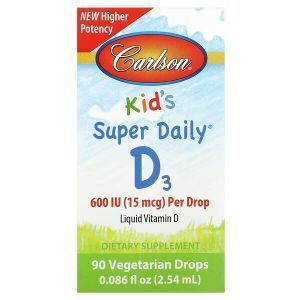 Витамин Д3, Baby's Vitamin D3, Carlson, для детей, 600 МЕ, 90 вегетаріанських крапель, 2,54 мл