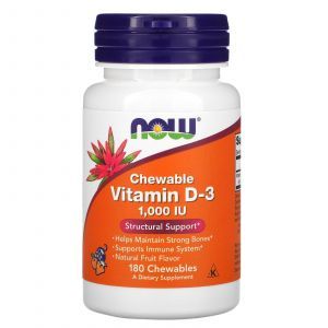 Витамин Д3, Chewable Vitamin D-3, Now Foods, 1000 МЕ, 180 конфет