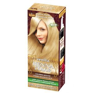 Краска-мусс для волос, оттенок №1 Солнечный блонд, Henna Color Coloring Mousse, Venita, 115 мл.