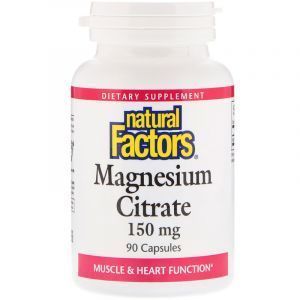Цитрат магния, Magnesium Citrate, Natural Factors, 150 мг, 90 капсул (Default)