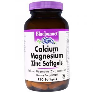 Кальций, магний и цинк, Calcium Magnesium Zinc, Bluebonnet Nutrition, 120 капсул (Default)