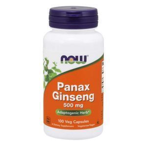 Женьшень, Panax Ginseng, Now Foods, 500 мг, 100 вегетарианских  капсул
