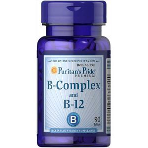 Витамины группы В, Vitamin B-Complex and Vitamin B-12, Puritan's Pride, 90 таблеток
