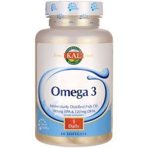 Omega-3, Omega 3 zivis 180/120, Kal, 1000 mg, 60 mīkstās želejas