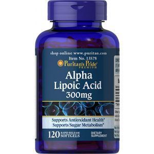 Альфа-липоевая кислота, Alpha Lipoic Acid, Puritan's Pride, 300 мг, 120 гелевых капсул