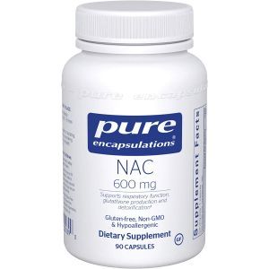 NAC (N-ацетилцистеин), n-acetyl-l-cysteine, Pure Encapsulations, 600 мг, 90 капсул