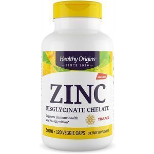Цинк бисглицинат, Zinc, Healthy Origins, 50 мг, 120 вегетарианских капсул