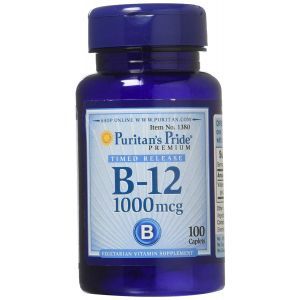 Vitamīns B-12, vitamīns B-12, Puritan's Pride, 1000 mikrogrami, 100 kapsulas