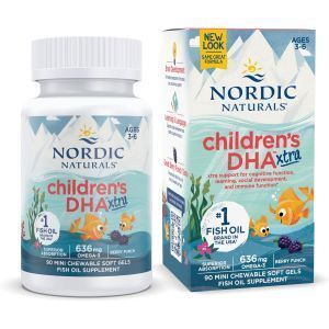 Омега-3, ДГК и ЭПК для детей 3-6 лет, DHA Xtra, Nordic Naturals, вкус ягод, 636 мг, 90 гелевых мини капсул
