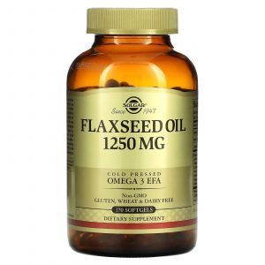 Льняное масло, Flaxseed Oil, Solgar, 625 мг, 170 капсул