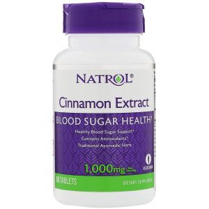 Корица, Cinnamon, Natrol, экстракт, 1000 мг, 80 табл