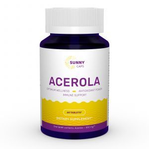 Ацерола, Acerola, Sunny Caps, 500 мг, 60 таблеток
