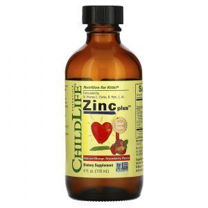 Zinc Plus, dabīgā mango zemeņu garša, Zinc Plus, ChildLife, 118 ml