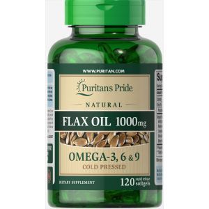 Льняное масло, Flax Oil, Puritan's Pride, 1000 мг, натуральное, 120 гелевых капсул
