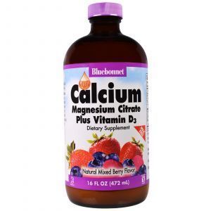 Жидкий кальций цитрат магния + Д3, Calcium Magnesium Citrate, Bluebonnet Nutrition, ягодный вкус, 472 