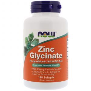 Глицинат цинка, Zinc Glycinate, Now Foods, 120 кап
