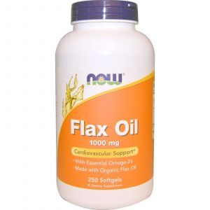 Льняное масло, Flax Oil, Now Foods, незаменимые жирные кислоты Омега-3, 1000 мг, 250 гелевых капсул 