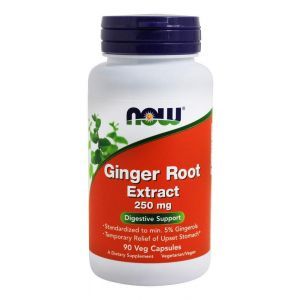 Корень имбиря (Ginger Root), Now Foods, экстракт, 250 мг, 90 капсу