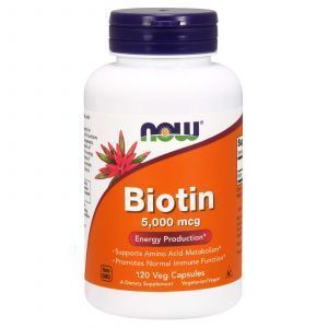Биотин, Biotin, Now Foods, 5000 мкг, 120 кап