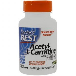Ацетил карнитин, Acetyl-L-Carnitine HCl, Doctor's Best, 500 мг, 60 капс