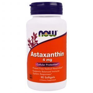 Астаксантин, Astaxanthin, Now Foods, 4 мг, 90 кап