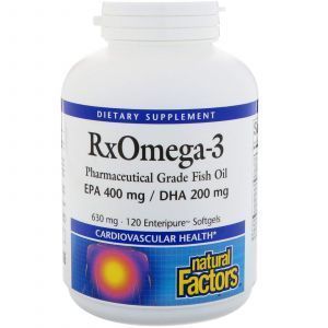 Омега 3, Rx Omega-3, ЭПК- 400 мг / ДГК-200 мг, Natural Factors, 120 к
