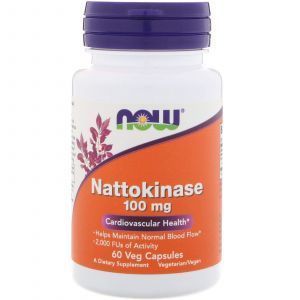 Наттокиназа, Nattokinase, Now Foods, 100 мг, 60 капсу
