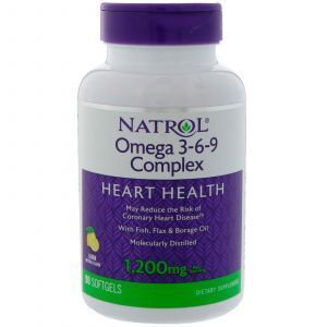 Омега 3 6 9, Omega 3-6-9 Complex, Natrol, с лимонным вкусом, 1200 мг, 90 капс