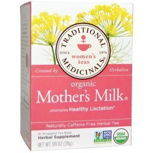 Mātes piena tēja ar fenheli un mātītes, bez kofeīna, mātes piens, tradicionālās zāles, organiska, 16 tējas maisiņi, 28 g