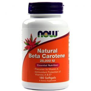 Бета каротин, Beta Carotene? Now Foods, 25,000 ME, 180 капс