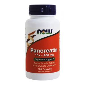 Pankreatīns, Now Foods, 10X 200mg, 100 kapsulas
