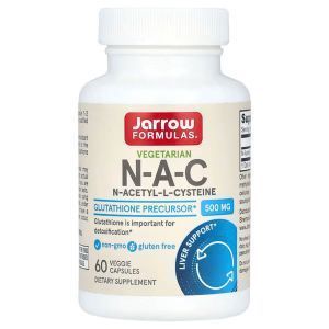 N-ацетил-L-цистеин, Vegetarian N-A-C, Jarrow Formulas, вегетарианский, 500 мг, 60 растительных капсул