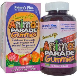 Мультивитамины для детей, Kinder Chewable, Nature's Plus, Animal Parade, 75 жевательных конфет