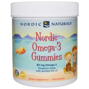 Bērnu zivju eļļa (mandarīns), Omega-3 gumijas, Ziemeļvalstu dabīgie produkti, 82 mg, 120 želejas