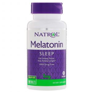 Мелатонин, Melatonin, Natrol, 1 мг, 180 таб.