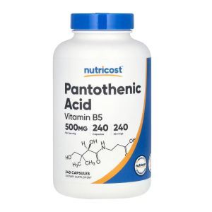 Пантотеновая кислота, Pantothenic Acid, Solaray, 500 мг, 100 вегетарианских капсул