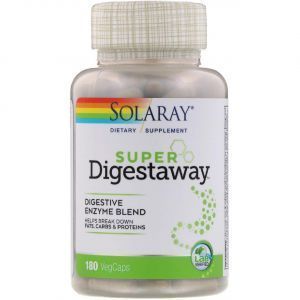 Супер ферменты для пищеварения, Super Digestaway, Solaray, 180 капсул